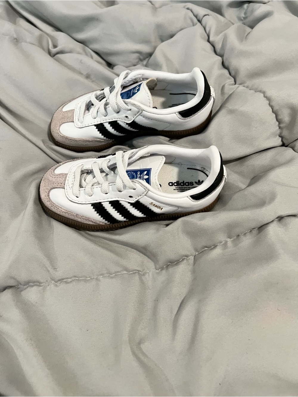 adidas White Sneakers with Black Stripes and Tan Suede Accents - Picture 6 of 6
